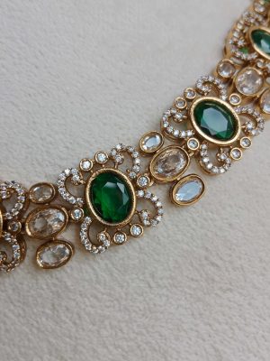 Imitation Oval Emerald Victorian Necklace