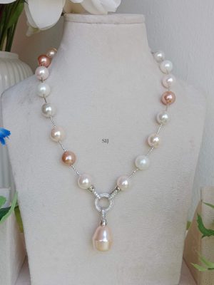 Imitation Pearl Necklace With Removable Pendant