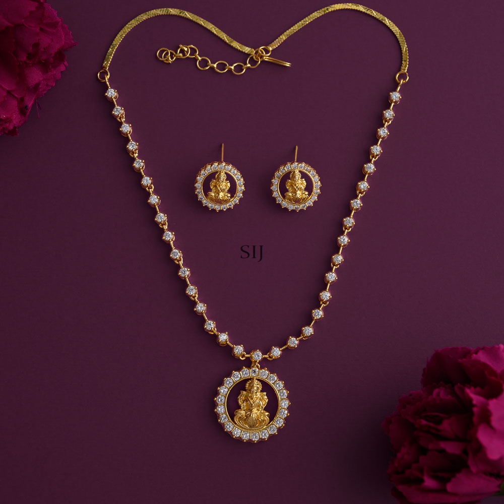 Imitation White Stone Lakshmi Pendant Necklace