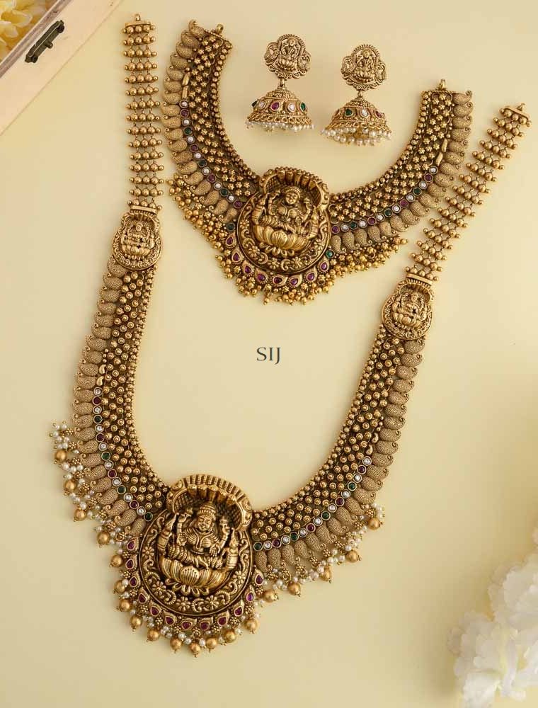 Matte Finish Lakshmi Pendant Mango Design Combo Set