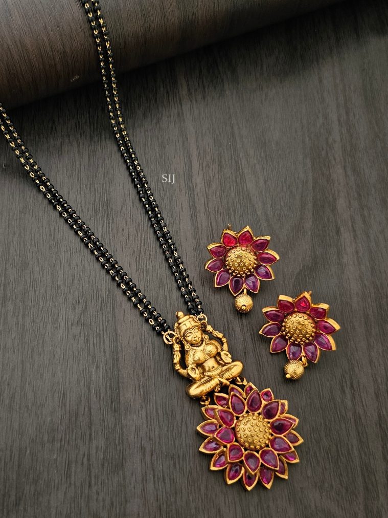 Traditional Lakshmi and Kemp Flower Pendant Mangalsutra