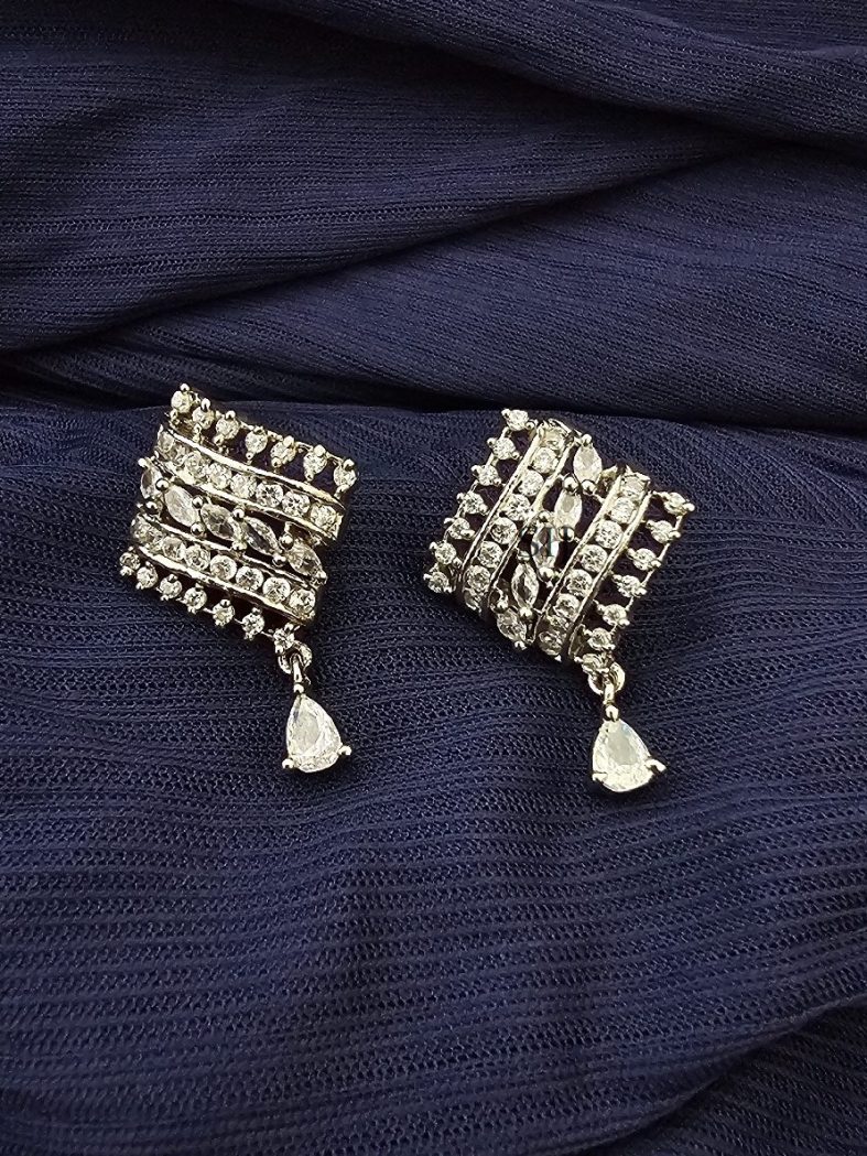 Platinum Finish CZ Stones Earrings