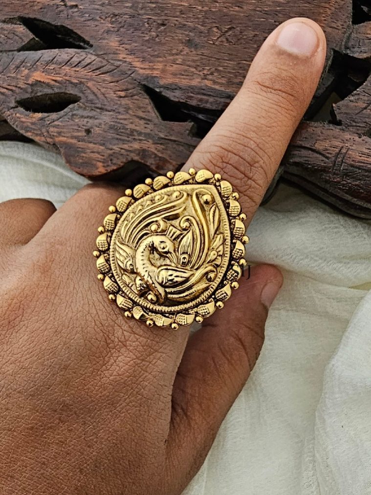 Nakshi Peacock Finger Ring