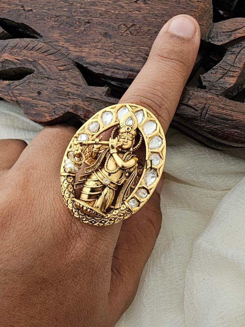 Kundan Stone Krishna Finger Ring