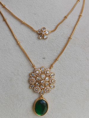 Two Layered Green Stone Drop Necklace