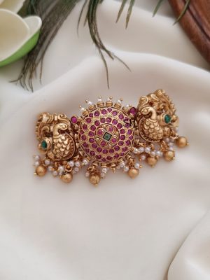 Traditional Peacock Kemp Stones Hair Clip