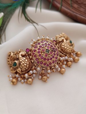 Traditional Peacock Kemp Stones Hair Clip