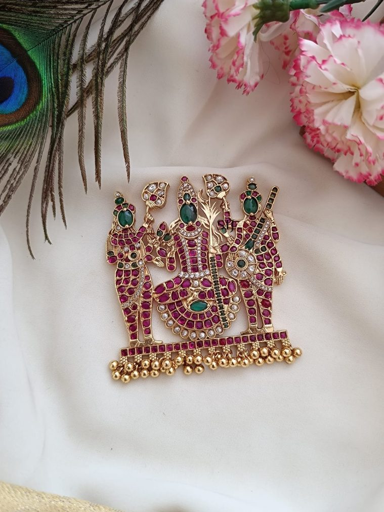 Artificial Goddess Lalithambigai Kemp Stones Pendant