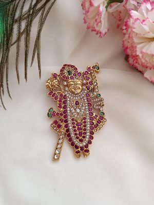 Traditional Lord Srinath Kemp Stones Pendant