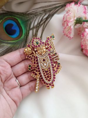 Traditional Lord Srinath Kemp Stones Pendant