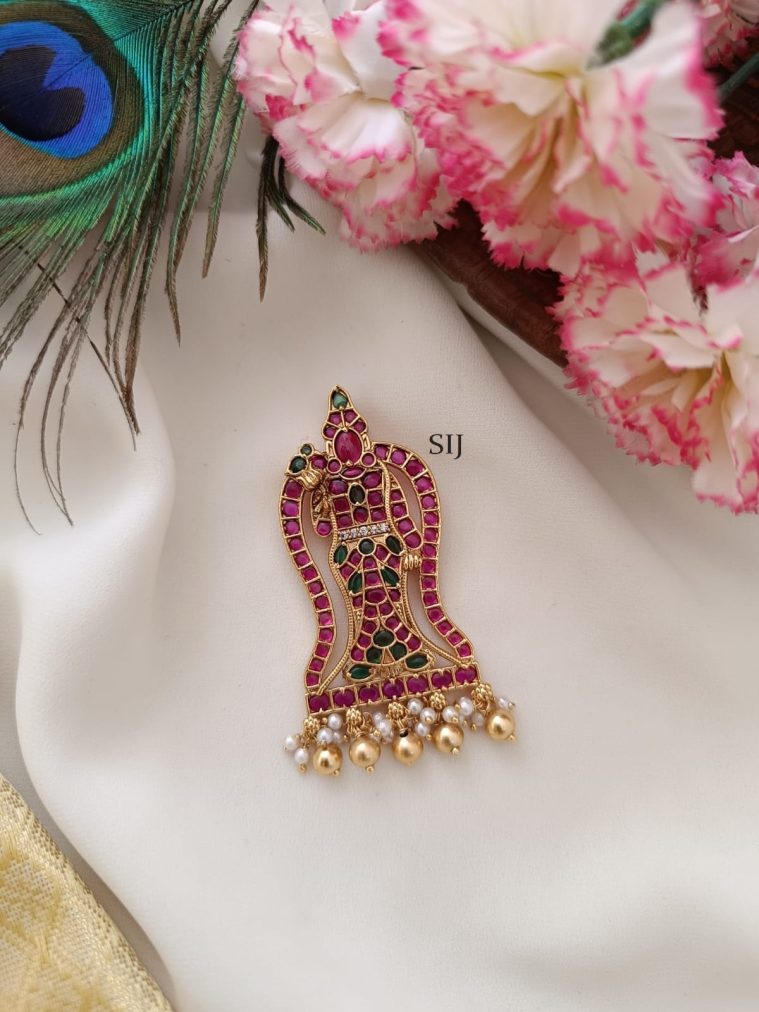 Artificial Goddess Meenakshi Kemp Stones Pendant