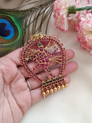 Imitation Lord Natarajar Kemp Stones Pendant