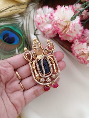 Traditional Lord Venkateswara AD Stones Pendant