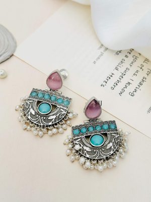 German Silver Plated Stones Earrings