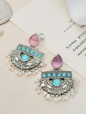 German Silver Plated Stones Earrings