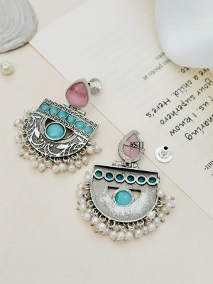 German Silver Plated Stones Earrings