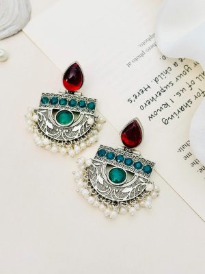 Artificial German Silver Plated Designer Earrings