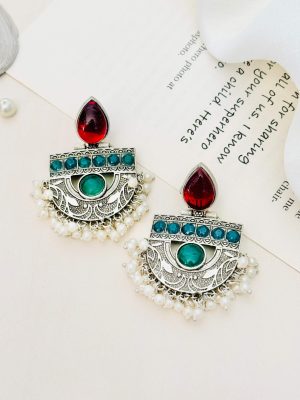 Artificial German Silver Plated Designer Earrings