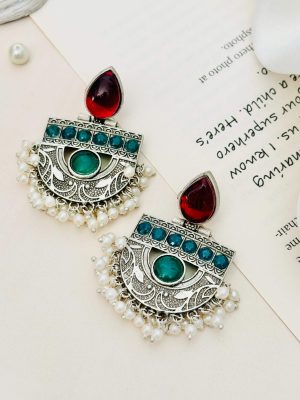 Artificial German Silver Plated Designer Earrings