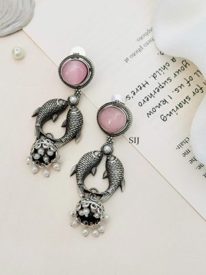 Imitation German Silver Plated Fish Earrings