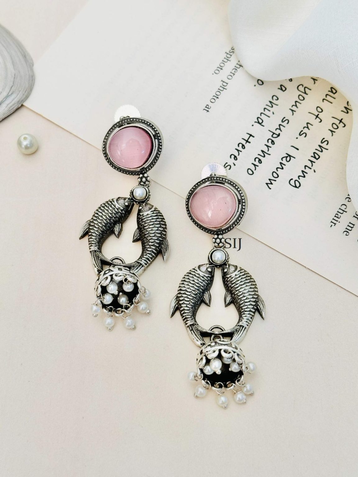 Imitation German Silver Plated Fish Earrings