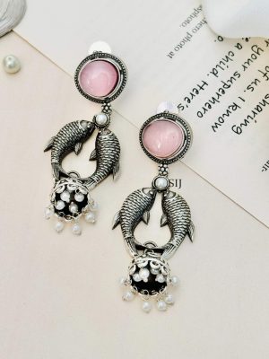 Imitation German Silver Plated Fish Earrings