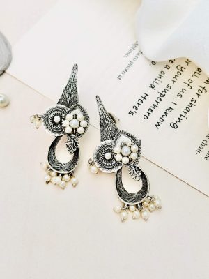 German Silver Plated Beaded Designer Earrings