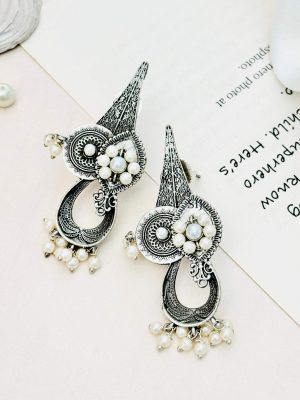 German Silver Plated Beaded Designer Earrings