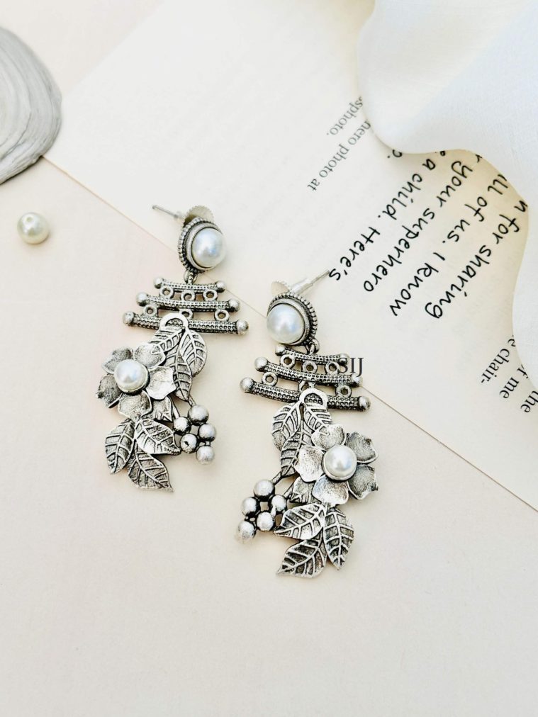 German Silver Plated Flower Earrings