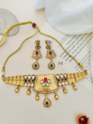 Gold Plated Traditional Necklace With Earring