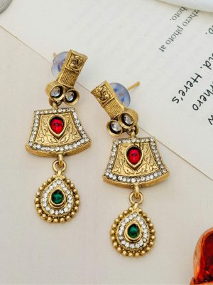 Gold Plated Traditional Necklace With Earring