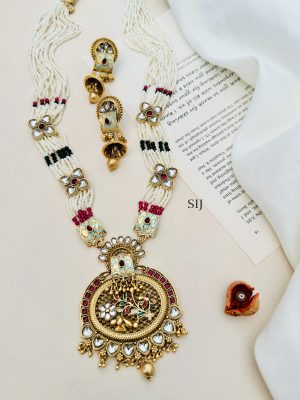 Pearl Beaded Gold Plated Traditional Necklace Set