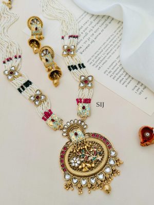 Pearl Beaded Gold Plated Traditional Necklace Set