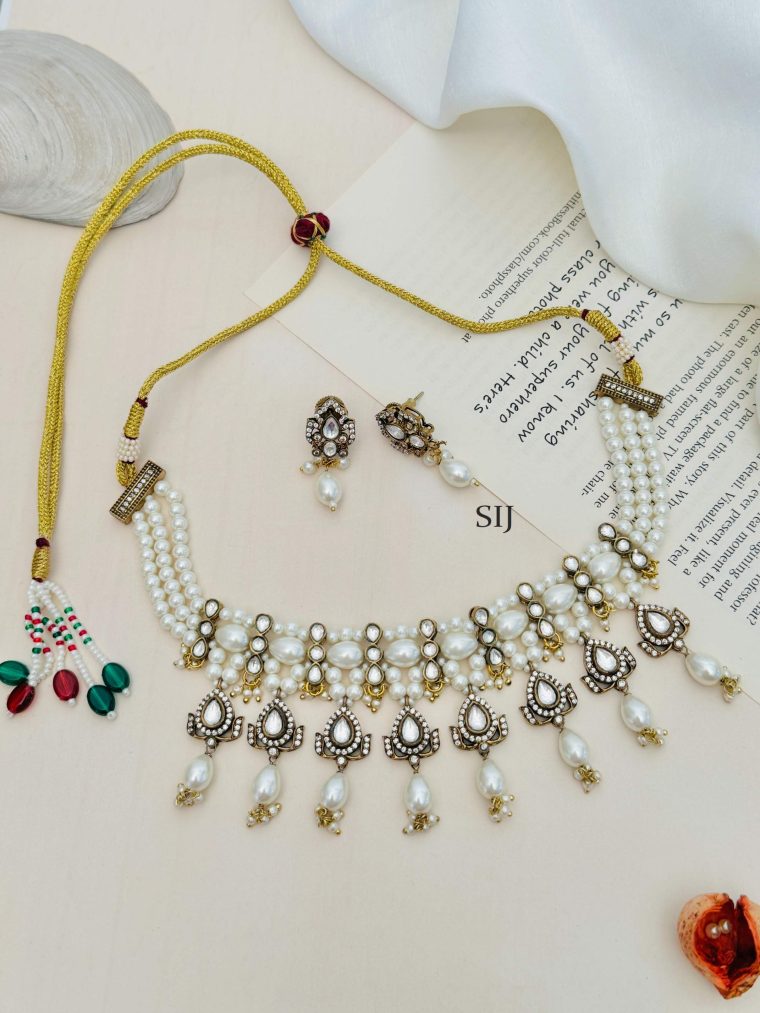 Imitation Pearl Choker Necklace Set