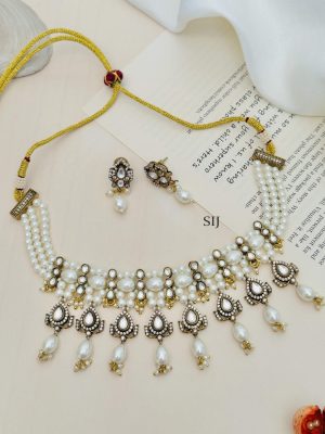 Imitation Pearl Choker Necklace Set