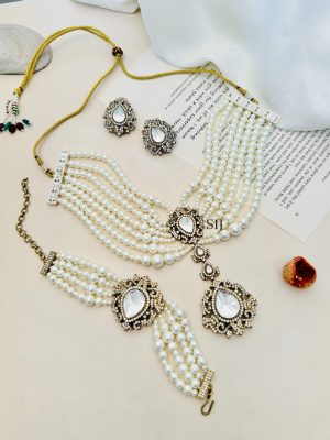 Imitation Multi Layer Necklace With Bracelet And Earrings