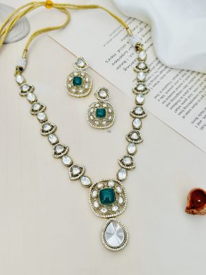 Gold Plated Polki and AD Stones Necklace