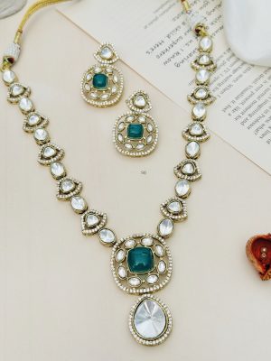 Gold Plated Polki and AD Stones Necklace