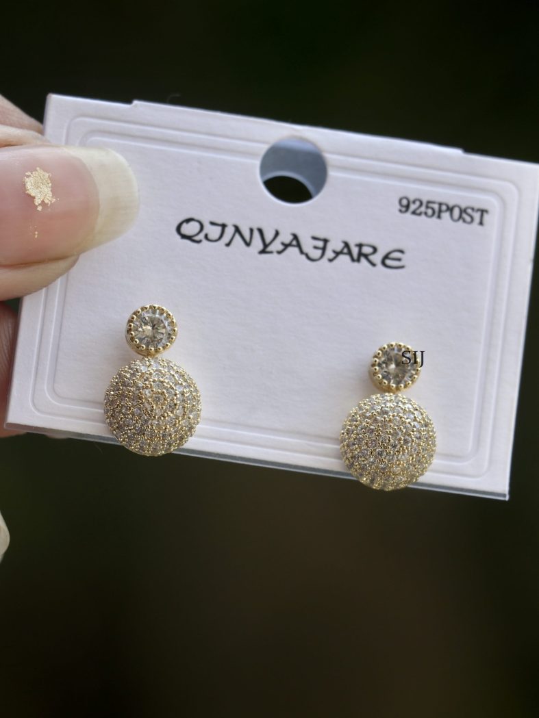 Imitation Gold Plated AD Stones Ear Studs