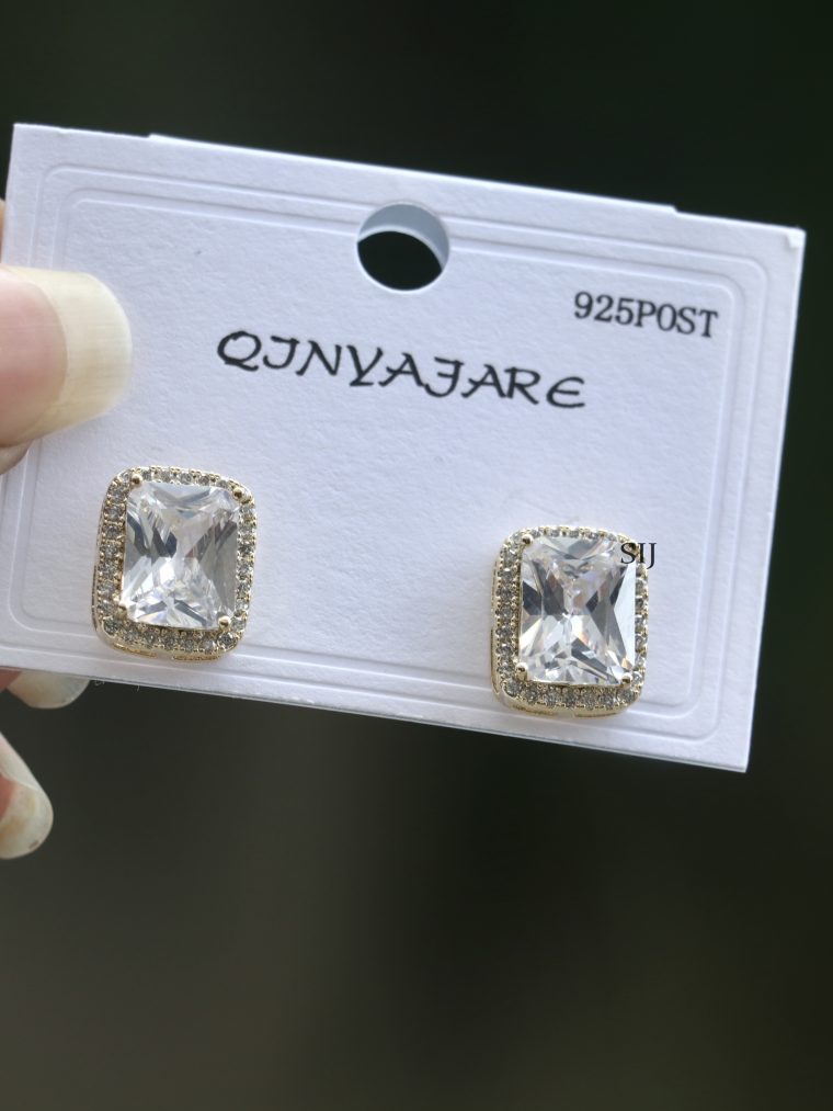 Imitation Princess Cut Ear Studs