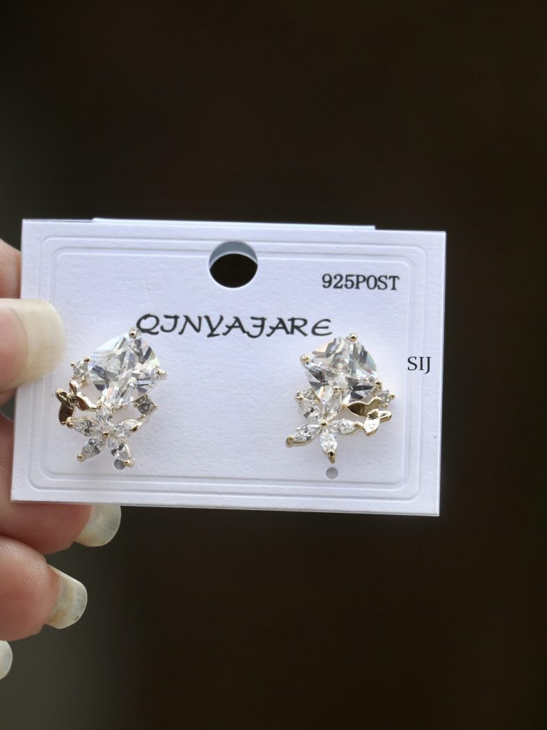 Imitation Floral CZ Stones Ear Studs