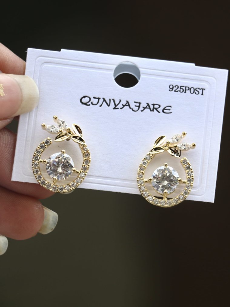 Gold Plated Zircon Stones Ear Stud