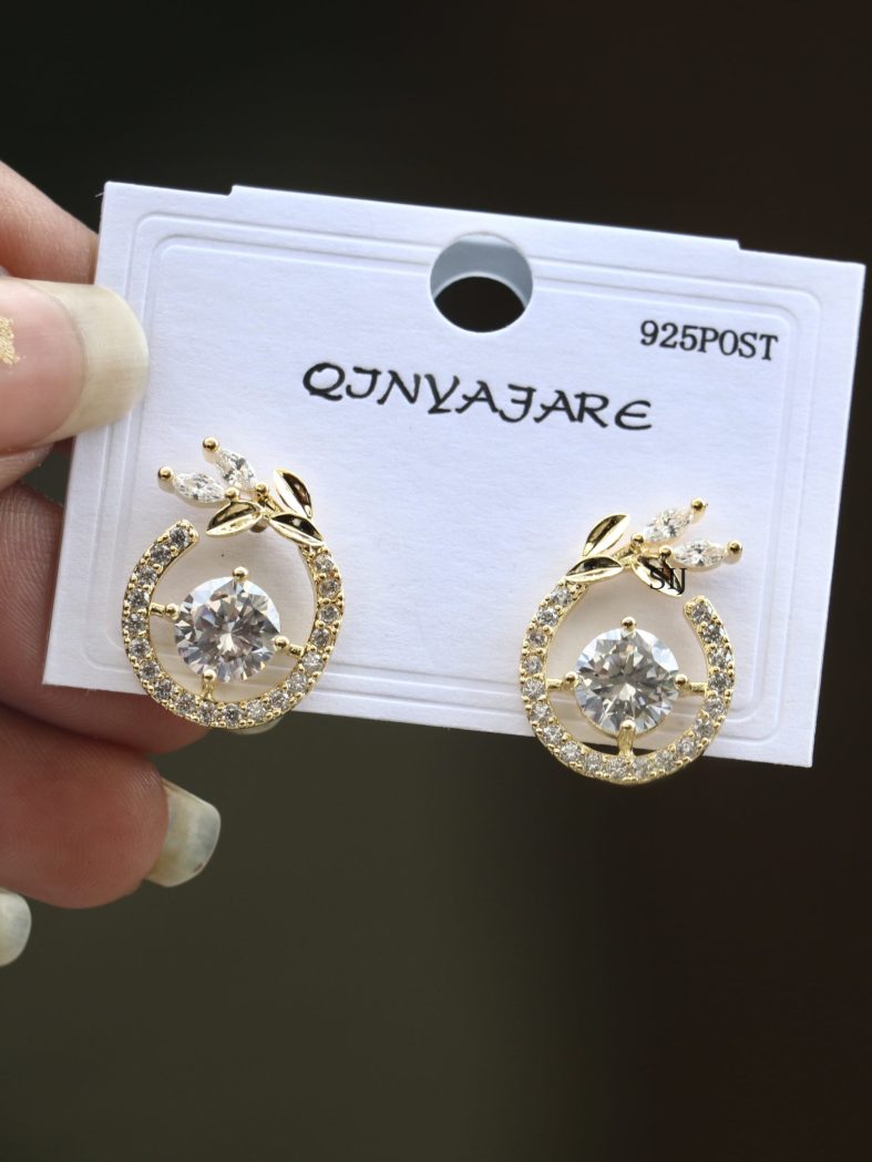 Gold Plated Zircon Stones Ear Stud