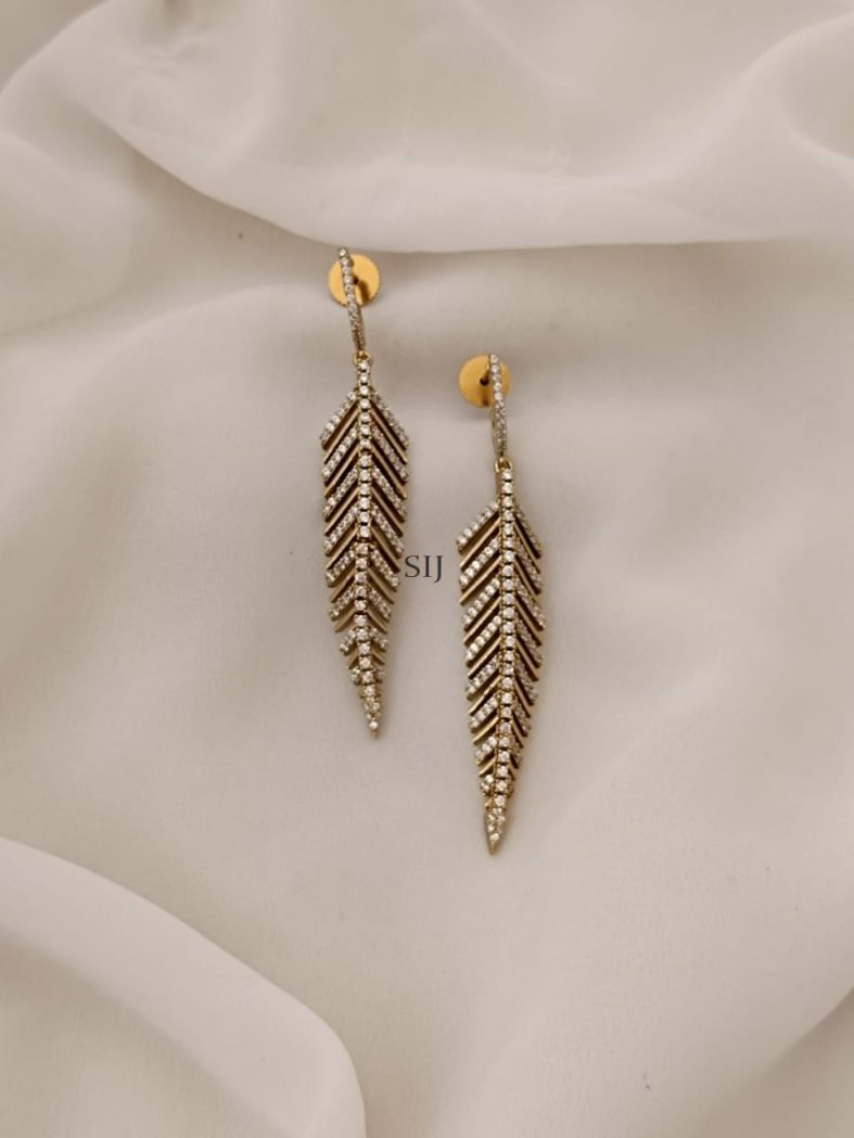 Imitation Long Spike Leaf Earrings