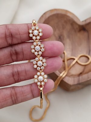 Imitation CZ Stones Flower Design Pendants Mugappu Chain