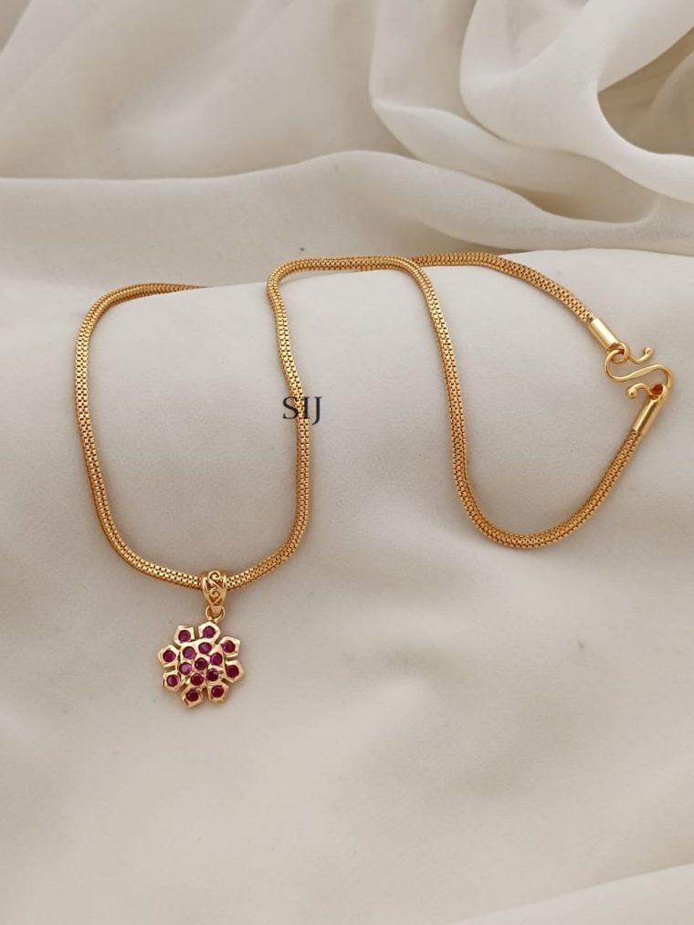 Imitation Floral Ruby Pendant Chain