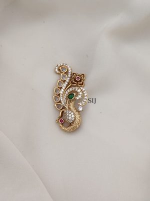 Traditional Peacock And Flower Saree Pin