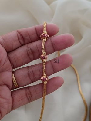 Artificial 3 Balls With Ruby Stones Mugappu Chain