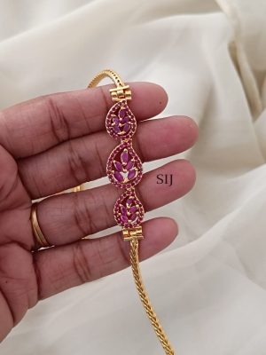 Traditional Ruby Stones Flower Design Mugappu Chain