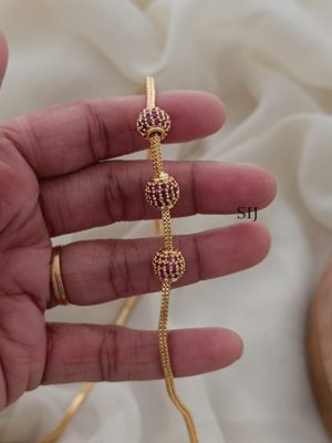 Traditional Ruby Stones Round Ball Mugappu Chain